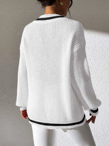 Women's College Style Women's Sweater Color Contrasting V-neck Loose Sweater - V.I.P Digital Presence