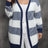 Women's contrasting striped spliced woven sweater long sleeved women's casual cardigan jacket - V.I.P Digital Presence
