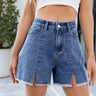 Women's denim shorts with frayed edges versatile split hot pants - V.I.P Digital Presence