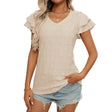 Women's European and American V-neck sweet short sleeved T-shirt hollowed out top - V.I.P Digital Presence