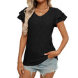 Women's European and American V-neck sweet short sleeved T-shirt hollowed out top - V.I.P Digital Presence