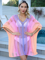Women's gradient color hollow woven sweater loose casual bikini dress - V.I.P Digital Presence