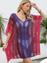Women's gradient color hollow woven sweater loose casual bikini dress - V.I.P Digital Presence
