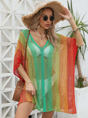Women's gradient color hollow woven sweater loose casual bikini dress - V.I.P Digital Presence