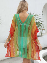 Women's gradient color hollow woven sweater loose casual bikini dress - V.I.P Digital Presence