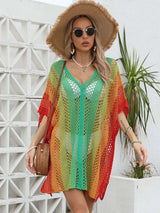 Women's gradient color hollow woven sweater loose casual bikini dress - V.I.P Digital Presence