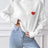 Women's high neck pullover sweater loose heart sticker casual base sweater - V.I.P Digital Presence