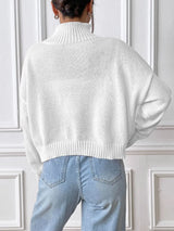 Women's high neck pullover sweater loose heart sticker casual base sweater - V.I.P Digital Presence