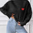 Women's high neck pullover sweater loose heart sticker casual base sweater - V.I.P Digital Presence
