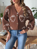 Women's loose casual button sweater cartoon jacquard cardigan for women - V.I.P Digital Presence