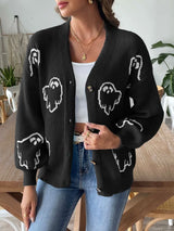 Women's loose casual button sweater cartoon jacquard cardigan for women - V.I.P Digital Presence