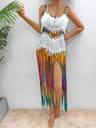 Women's pure hand crochet dyed tassel skirt with random gradient camisole skirt - V.I.P Digital Presence