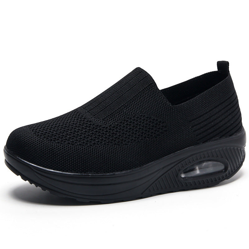 Women's shoes with thick sole and air cushion comfortable for casual sports breathable and fly woven soft soled women's shoes - V.I.P Digital Presence