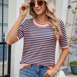 Women's striped T-shirt short sleeved shirt - V.I.P Digital Presence