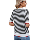 Women's striped T-shirt short sleeved shirt - V.I.P Digital Presence
