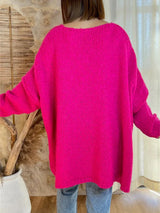 Women's V-neck letter loose and lazy knitted sweater - V.I.P Digital Presence
