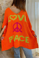 Women's V-neck letter loose and lazy knitted sweater - V.I.P Digital Presence