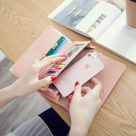 Womens Wallets and Purses Plaid PU Leather Long Wallet Hasp Phone Bag Money Coin Pocket Card Holder Female Wallets Purse - V.I.P Digital Presence