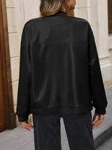 Zip Up Baseball Collar Dropped Shoulder Jacket - V.I.P Digital Presence