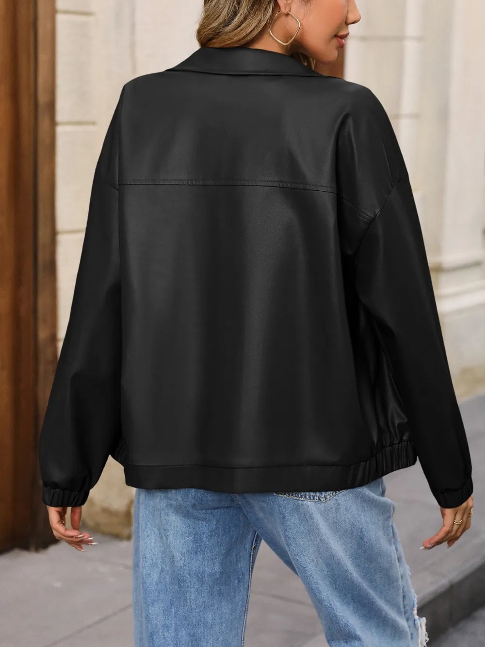 Zip Up Dropped Shoulder Jacket - V.I.P Digital Presence