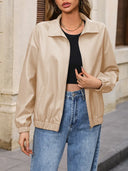 Zip Up Dropped Shoulder Jacket - V.I.P Digital Presence