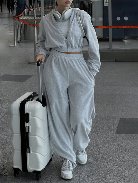 Zip Up Hoodie and Pocketed Pants Set - V.I.P Digital Presence