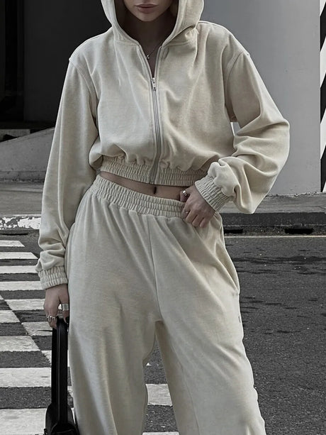 Zip Up Hoodie and Pocketed Pants Set - V.I.P Digital Presence