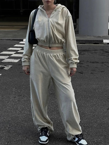 Zip Up Hoodie and Pocketed Pants Set - V.I.P Digital Presence