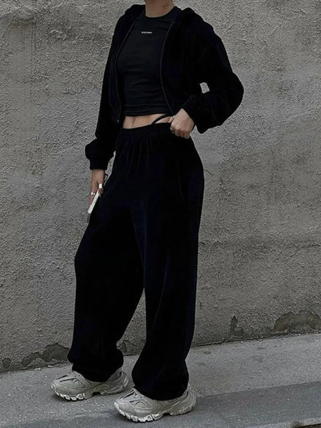 Zip Up Hoodie and Pocketed Pants Set - V.I.P Digital Presence