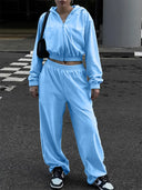 Zip Up Hoodie and Pocketed Pants Set - V.I.P Digital Presence