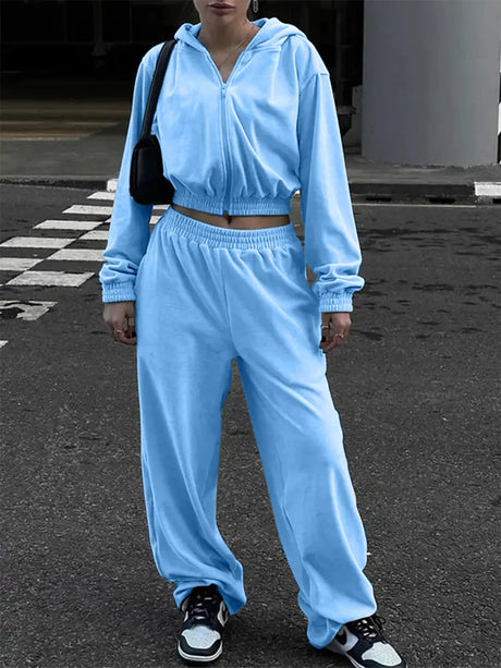 Zip Up Hoodie and Pocketed Pants Set - V.I.P Digital Presence