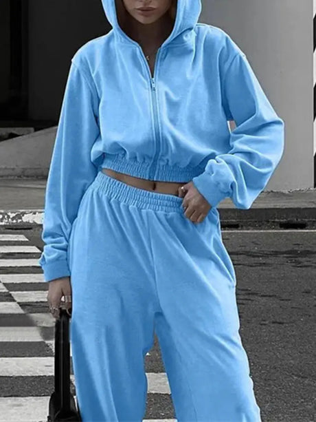 Zip Up Hoodie and Pocketed Pants Set - V.I.P Digital Presence