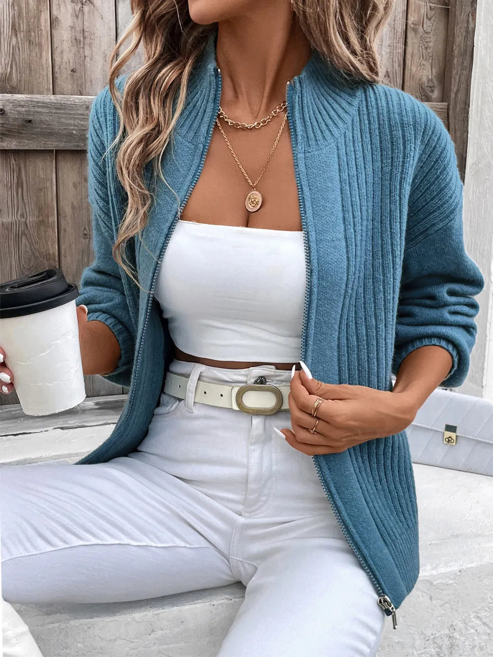 Zip Up Long Sleeve Cardigan - V.I.P Digital Presence