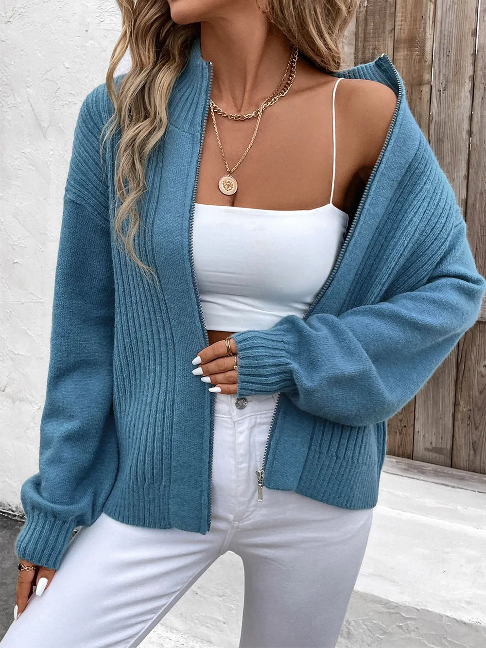 Zip Up Long Sleeve Cardigan - V.I.P Digital Presence