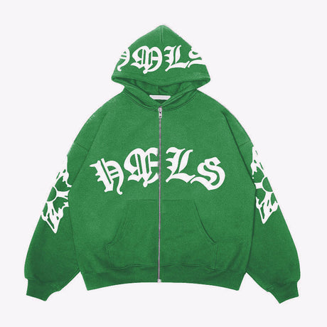 Zipper hoodie Gothic letter printed hoodie oversized hoodie - V.I.P Digital Presence
