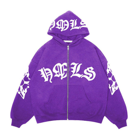 Zipper hoodie Gothic letter printed hoodie oversized hoodie - V.I.P Digital Presence