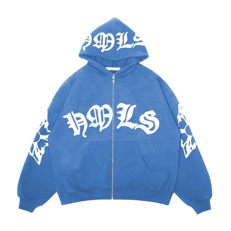 Zipper hoodie Gothic letter printed hoodie oversized hoodie - V.I.P Digital Presence