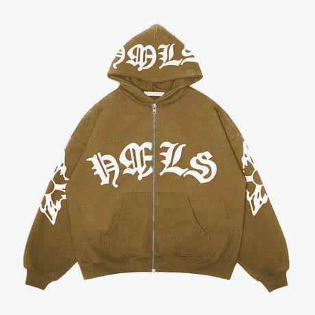 Zipper hoodie Gothic letter printed hoodie oversized hoodie - V.I.P Digital Presence