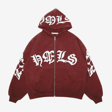 Zipper hoodie Gothic letter printed hoodie oversized hoodie - V.I.P Digital Presence