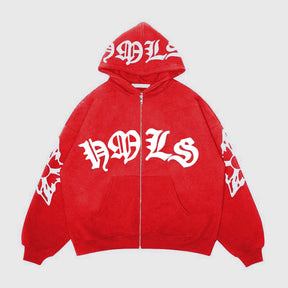Zipper hoodie Gothic letter printed hoodie oversized hoodie - V.I.P Digital Presence
