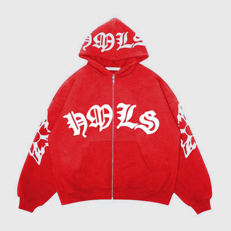 Zipper hoodie Gothic letter printed hoodie oversized hoodie - V.I.P Digital Presence